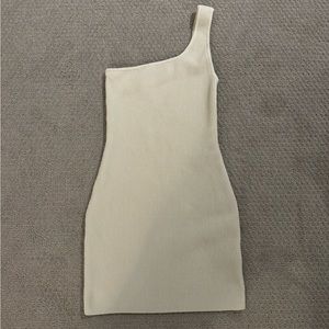 Aritzia Babaton Sculpt Knit One-Shoulder Dress in Matte Pearl XS NWOT